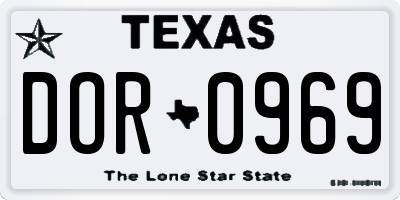 TX license plate DOR0969