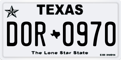 TX license plate DOR0970