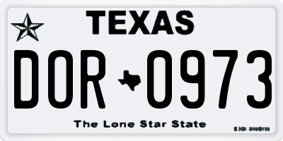 TX license plate DOR0973