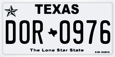 TX license plate DOR0976
