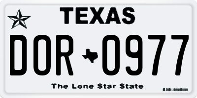 TX license plate DOR0977