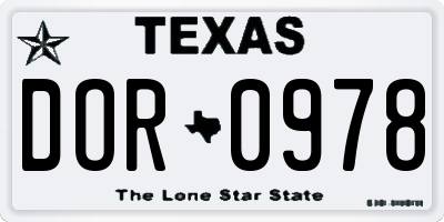 TX license plate DOR0978