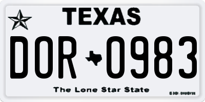 TX license plate DOR0983
