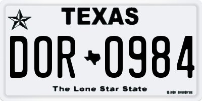 TX license plate DOR0984