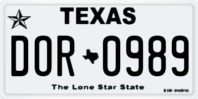 TX license plate DOR0989