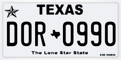TX license plate DOR0990