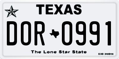 TX license plate DOR0991