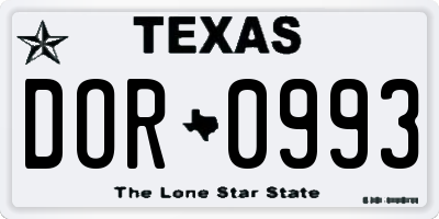 TX license plate DOR0993