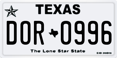 TX license plate DOR0996