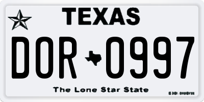 TX license plate DOR0997