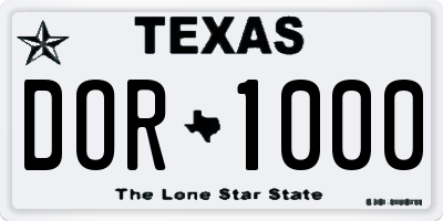 TX license plate DOR1000