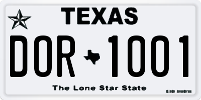 TX license plate DOR1001