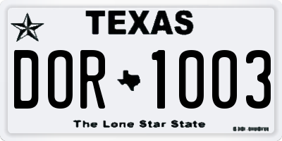 TX license plate DOR1003