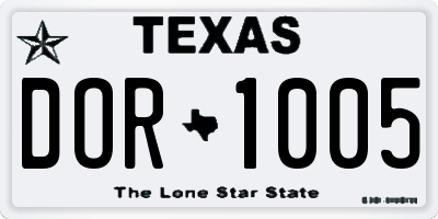TX license plate DOR1005