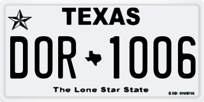 TX license plate DOR1006