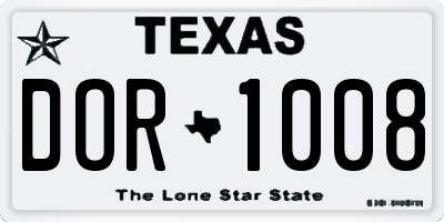 TX license plate DOR1008