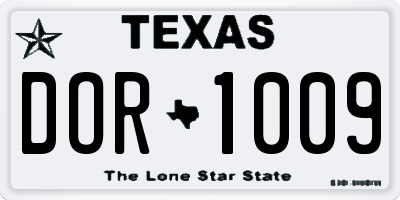 TX license plate DOR1009