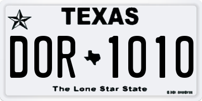 TX license plate DOR1010