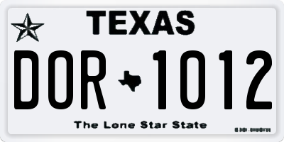 TX license plate DOR1012