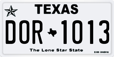 TX license plate DOR1013