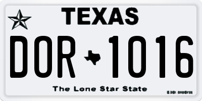 TX license plate DOR1016