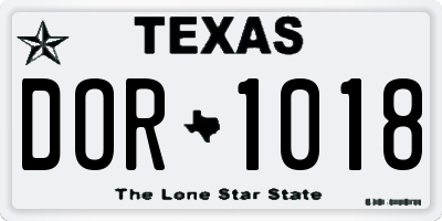 TX license plate DOR1018