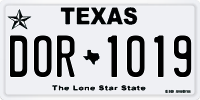 TX license plate DOR1019