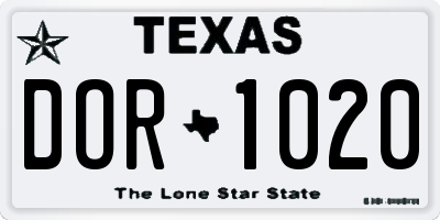 TX license plate DOR1020