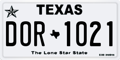 TX license plate DOR1021