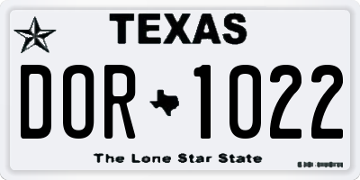 TX license plate DOR1022