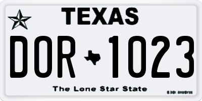 TX license plate DOR1023