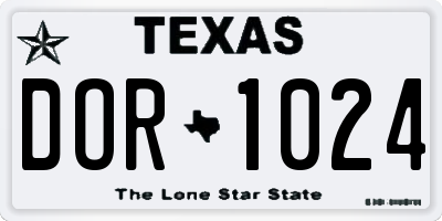 TX license plate DOR1024