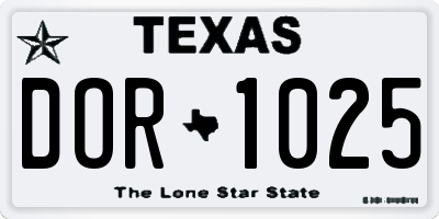 TX license plate DOR1025