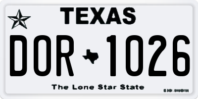 TX license plate DOR1026