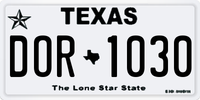 TX license plate DOR1030
