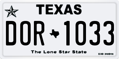 TX license plate DOR1033