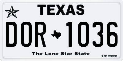 TX license plate DOR1036