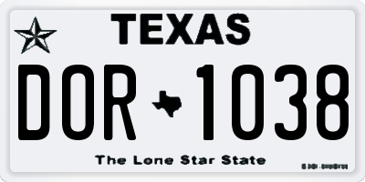 TX license plate DOR1038