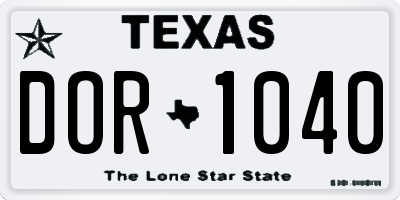 TX license plate DOR1040
