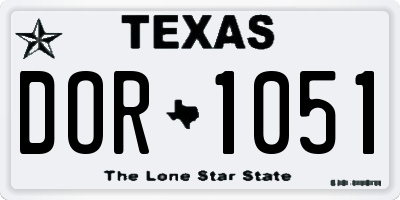 TX license plate DOR1051