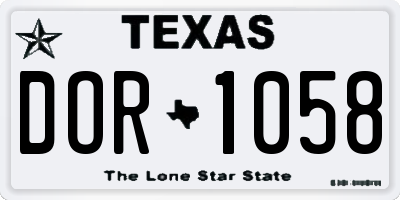 TX license plate DOR1058