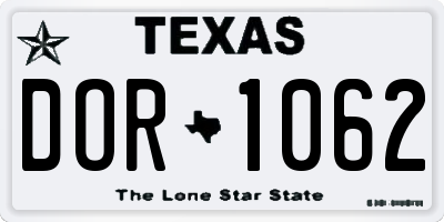 TX license plate DOR1062