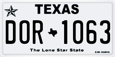 TX license plate DOR1063