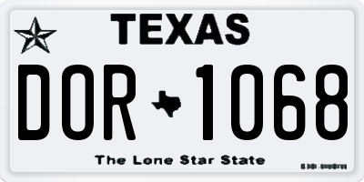 TX license plate DOR1068