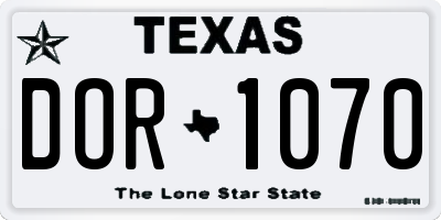 TX license plate DOR1070