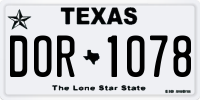 TX license plate DOR1078