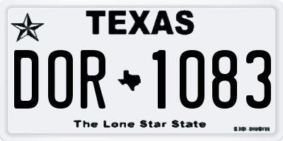 TX license plate DOR1083