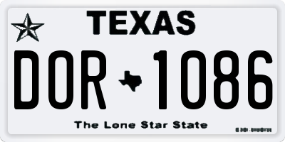 TX license plate DOR1086