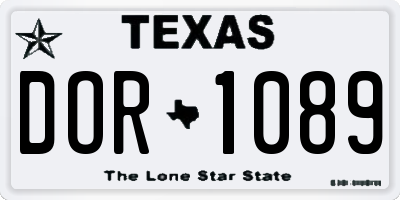 TX license plate DOR1089