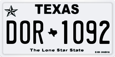 TX license plate DOR1092